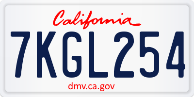 CA license plate 7KGL254