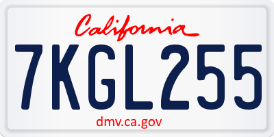 CA license plate 7KGL255