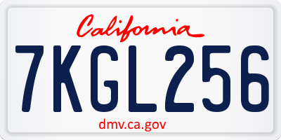 CA license plate 7KGL256
