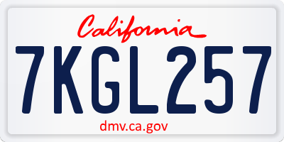 CA license plate 7KGL257