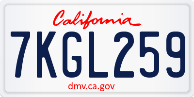 CA license plate 7KGL259