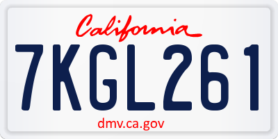 CA license plate 7KGL261