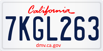 CA license plate 7KGL263