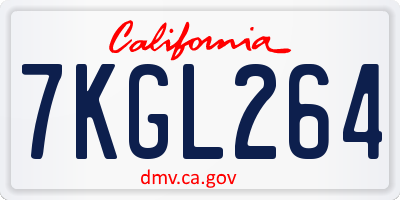 CA license plate 7KGL264