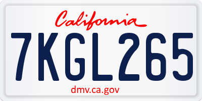 CA license plate 7KGL265