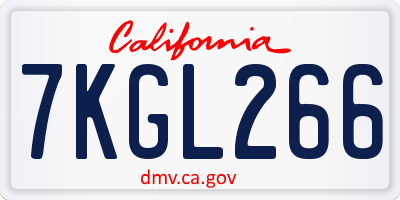 CA license plate 7KGL266