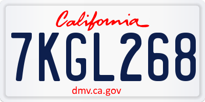 CA license plate 7KGL268