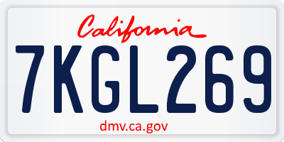 CA license plate 7KGL269