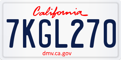 CA license plate 7KGL270