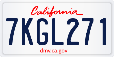 CA license plate 7KGL271