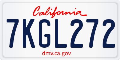 CA license plate 7KGL272