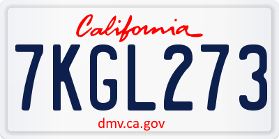 CA license plate 7KGL273
