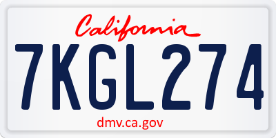 CA license plate 7KGL274