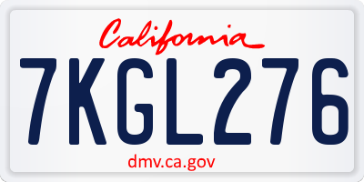 CA license plate 7KGL276