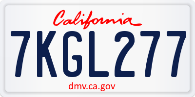 CA license plate 7KGL277