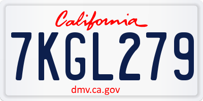 CA license plate 7KGL279