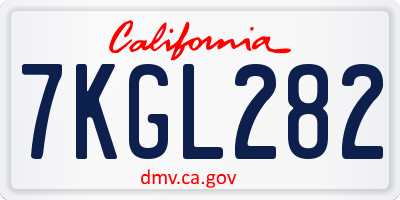 CA license plate 7KGL282