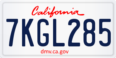 CA license plate 7KGL285