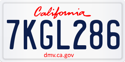 CA license plate 7KGL286