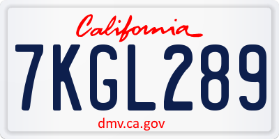 CA license plate 7KGL289