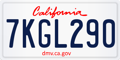 CA license plate 7KGL290