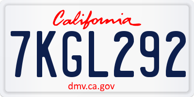 CA license plate 7KGL292