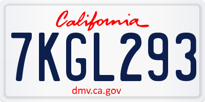 CA license plate 7KGL293