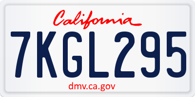 CA license plate 7KGL295