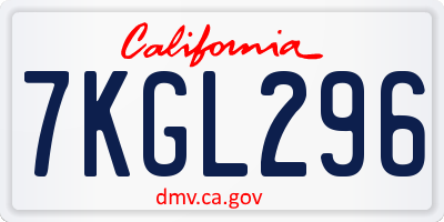 CA license plate 7KGL296