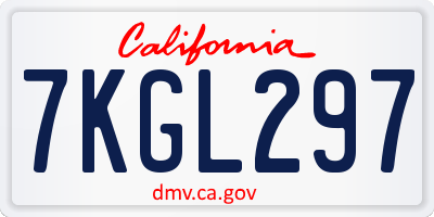 CA license plate 7KGL297