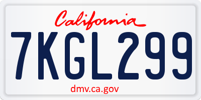 CA license plate 7KGL299