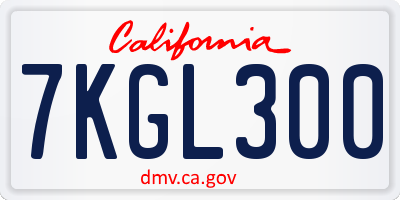 CA license plate 7KGL300