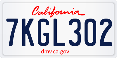 CA license plate 7KGL302