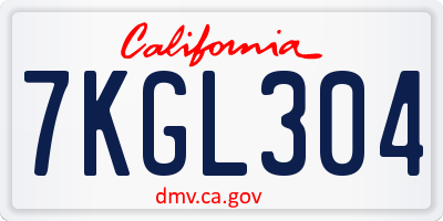 CA license plate 7KGL304