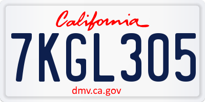 CA license plate 7KGL305