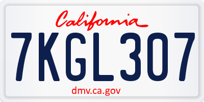 CA license plate 7KGL307