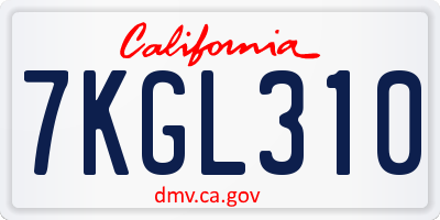 CA license plate 7KGL310