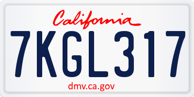 CA license plate 7KGL317