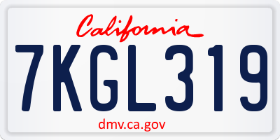CA license plate 7KGL319