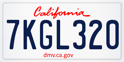 CA license plate 7KGL320