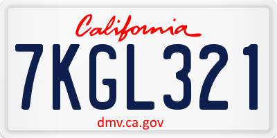 CA license plate 7KGL321