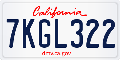 CA license plate 7KGL322