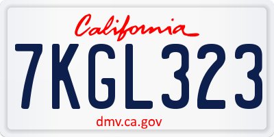 CA license plate 7KGL323