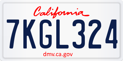 CA license plate 7KGL324