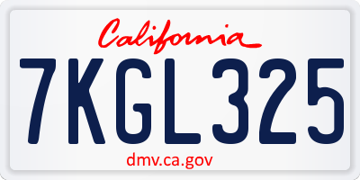 CA license plate 7KGL325