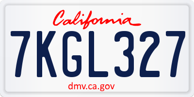 CA license plate 7KGL327