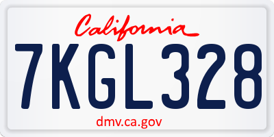CA license plate 7KGL328