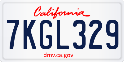 CA license plate 7KGL329