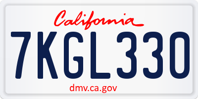 CA license plate 7KGL330