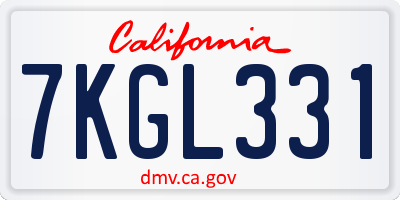 CA license plate 7KGL331